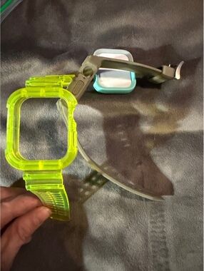 Set of Two Silicone Watch Bands with Protective Cases - Neon